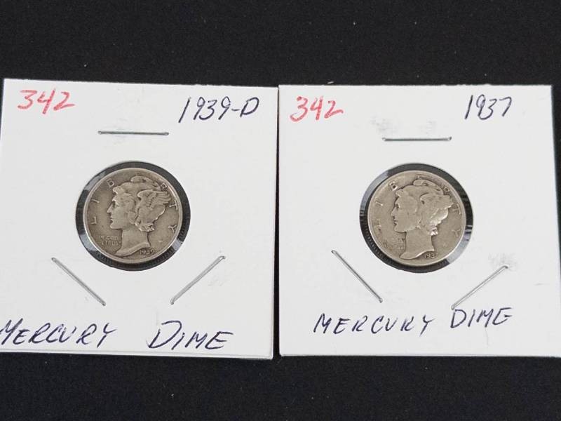 1937, 1939-D Mercury dimes