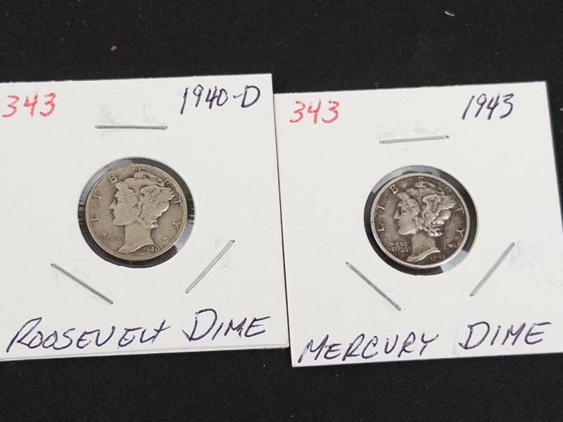 1940-D, 1943 Mercury dimes
