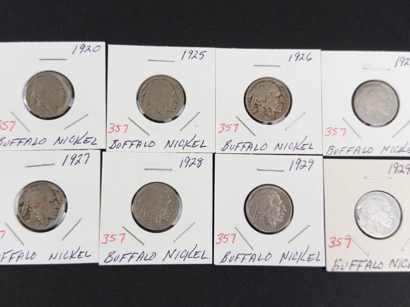 1920, 1925, 1926, 2) 1927, 1928, 1929, 1929-S nickels