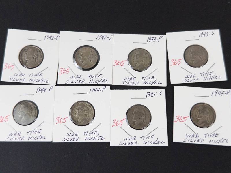 8) mixed date silver war nickels