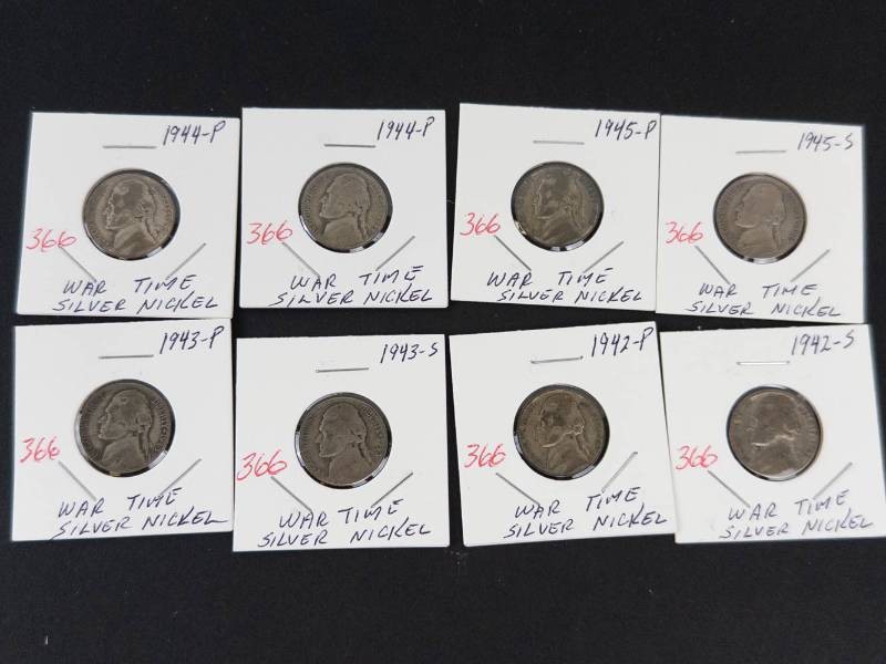 8) mixed date silver war nickels