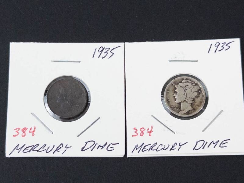 2) 1935 Mercury dimes
