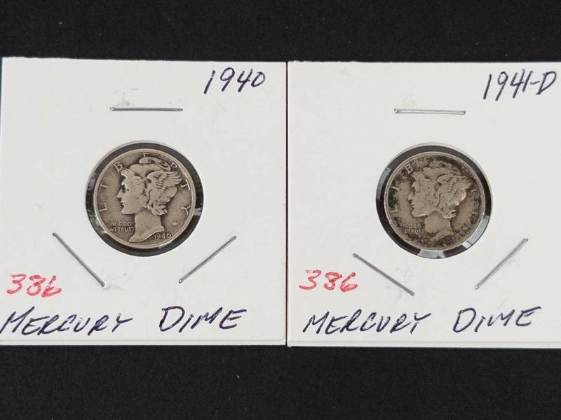1940, 1941-D Mercury dimes