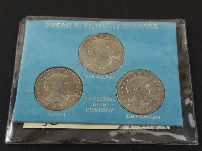 1979 P,D,S Susan B Anthony  3 coin set Littleton packaging