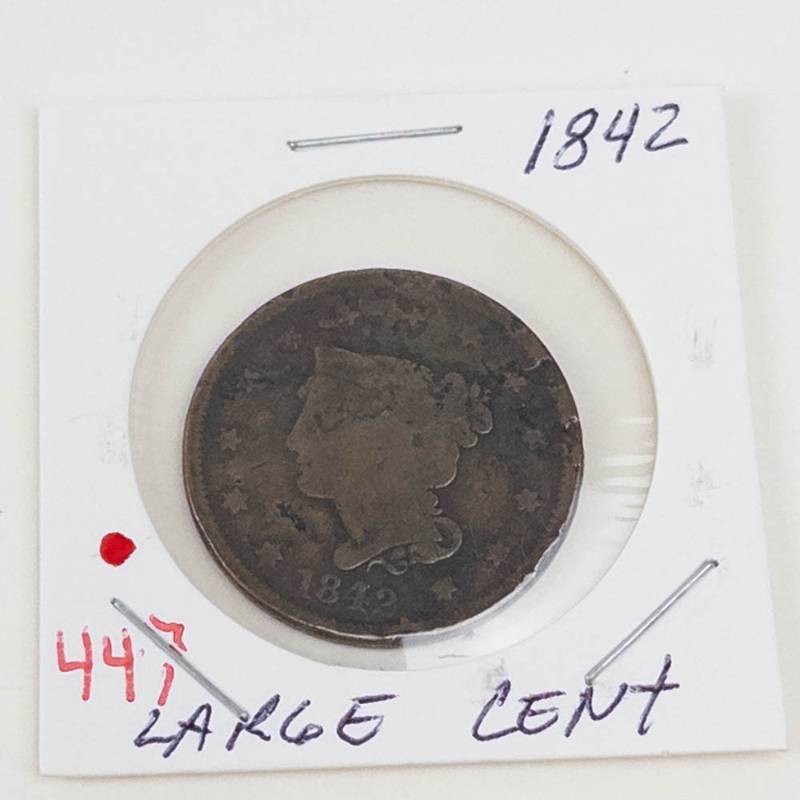1842 US Large cent, pitted obverse