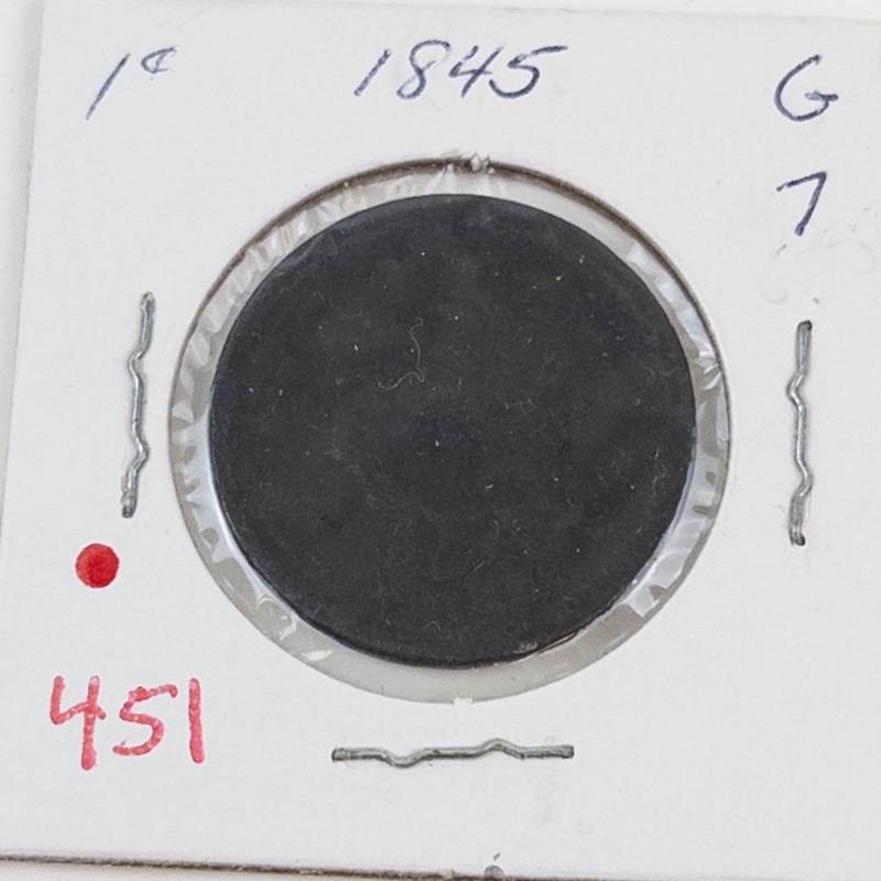 1845 US Large cent, corrosion