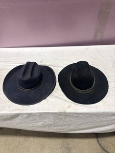 Two Black Felt Cowboy Hats