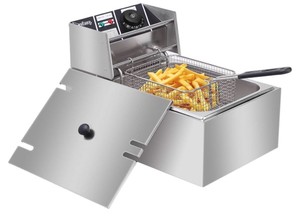 6L Electric Deep Fryer, Kitchen Frying Machine, Countertop Stainless Steel French Fryer W/Basket, 2500W RETAIL: $110.00