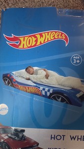 Hot Wheels Blue Race Car Bed Kids Sleepover Air Mattress Inflated Size 42 x 75.5 x 12.5 Ages 3