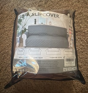 Brown Colored Sofa Slipcover, 4-Seat Sofa Size, One Piece