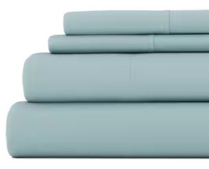 King  4-Piece Solid Ocean Microfiber King Bed Sheet Set