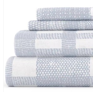 Queen  Premium Light Blue Woven 4-Piece Flannel Queen Bed Sheet Set