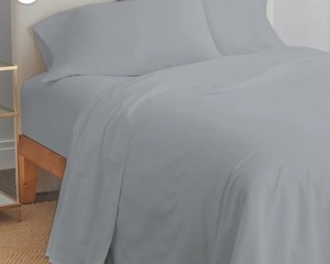 Full  Color Sense 300 Thread Count Sateen Sheet Set, Light Gray Color Full Sized Bed, Includes Flat Sheet, Fitted Sheet, Two Pillowcases