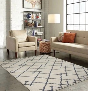 Indoor Area Rug 5-Feet X 7-Feet Cream Color With Gray Accents From Project 62 Pile 100% Olefin 5x7 Area