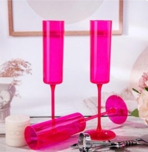 20 Pack Plastic Champagne Flutes - Pink - 6 Oz Disposable Champagne Glasses for Party Birthday Anniversary Wedding Christmas