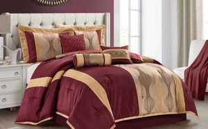 Nanshing 7pc Queen Sized Kath Comforter Set Wine Red, Very Elegant Looking, New in Original Packaging