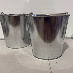 2 Pack Metal Pails with Handle - 10 Liter - great for holiday parties, crafters, winter decorations, potting trees or plants
