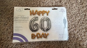 Air Fill Large Balloon Decoration - Great for Birthday 6, 9, 60 or 90 - No Helium needed - silver and gold