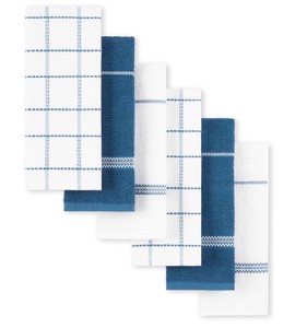 Martha Stewart Modern Waffle Kitchen Towel Set 6-Pack, Navy Blue, 16x28