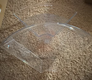 Two Clead Plastic Half Circle Shaped Shelves, Great for Bathroom, Closet, Shower and More, Built in Handles for Easy Moving