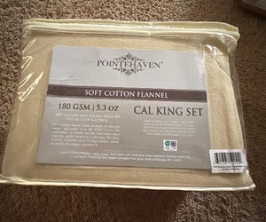 Pointhaven Soft Cotton Flannel California King Sized Bed Sheet Set 4 Sheets, Ine Fitted Sheet, One Flat Sheet, Two Pillow Cases Light Brown Tan Color