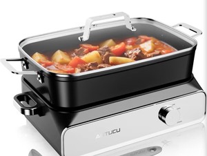 Slow Cooker 10-Quart - PFOA-Free Ceramic Coating, Oven Safe to 450°F  Keep Warm Function for Large Family Gatherings