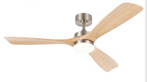Wood Ceiling Fan with Lights, 52 Inch Ceiling Fan and Remote, 6 Speed Reversible Noiseless DC Motor, 3CCT, Solid Wood Outdoor Ceiling Fan for Patios Farmhouse Light Wood Color