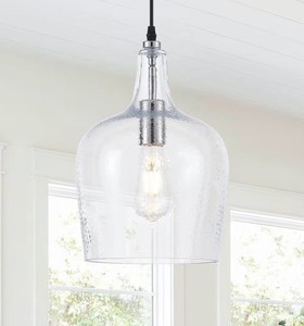 10Chrome Hammered Glass Pendant Light Modern 1 Light Single Dome Pendent Lighting Fixtures for Kitchen Island Dining Room Hallway