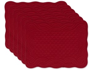 Quilted Farmhouse Collection Tabletop, Placemat Set, Cranberry, 6 Piece Set