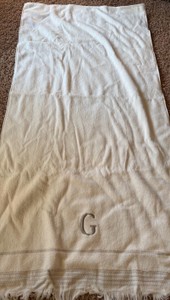 Large White Towel With Embroidered Letter G