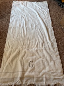 Large White Towel With Letter G Embroidered