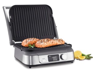 Cuisinart Electric Griddler FIVE Countertop Grill, Enjoy 5-in-1 Functions Including Panini Press, LCD Display, Wide Temperature Range, and Sear Function, Nonstick Plates, GR-5NAS, Stainless Steel RETAIL $130.00