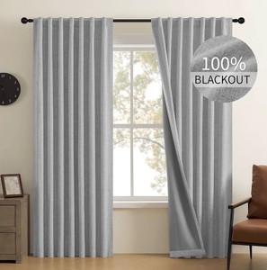 100% Blackout Curtains 90 Inch Length 2 Panels Set, Back Tab and Rod Pocket Curtain for Living Room Bedroom, Room Darkening Window Drapes Thermal Insulated, (52x90 inch, Light Grey)