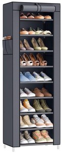 10-Tier Shoe Rack, Shoe Storage Cabinet with Dustproof Cover, Free-Standing Storage Organizer for Closet, Entryway, Hold 20 Pairs of Shoes, for Sneakers, High Heels, Gray