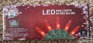 Red - LED Mini Christmas Lights - 50 Bulb String - length 13 feet