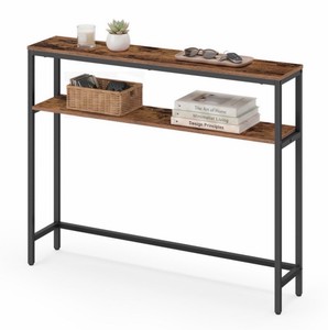 VASAGLE Console Table, 2-Tier Narrow Sofa Table with 2 Shelves, 7.9 x 31.5 x 31.5 Inches, for Living Room, Hallway, Entryway - Assembly Required