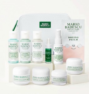 Little Bit of Mario 10-Piece Skincare Kit  Vitamin C Serum, Glycolic Acid Toner, Hyaluronic Dew Cream, Collagen Mask, HOCI Spray & Cleanser  Brightening, Anti-Aging & Hydration  Travel & Gift Set