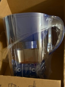 Brita Water Filter Pitcher 10 Cup Capacity, Clear Plastic and Blue Pitcher