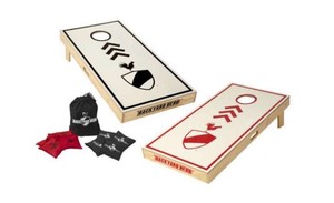 Backyard Hero Official Size Cornhole Set New in Original Box, Comes With Bean Bags Black and Red