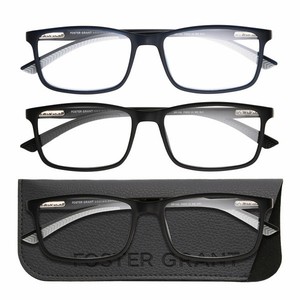 3 pack - Foster Grant - Plastic Square Frame 3.00 reading glasses and case
