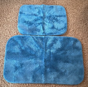 Two Electric Blue Colored Bathroom Rugs, 17 x 24 and 21 x 34