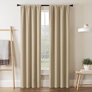 Eclipse Darrell Blackout Rod Pocket Curtain, 37x84, Color - Wheat - Single Panel