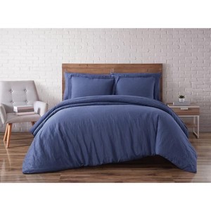 Queen - Linen Navy FullQueen Duvet Set - 3 piece - Duvet and 2 standard shams - Retail $190
