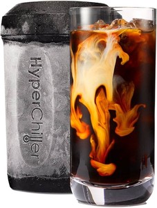 HyperChiller HC2CB Patented Iced CoffeeBeverage Cooler, NEW, IMPROVED,STRONGER AND MORE DURABLE Ready in One Minute, Reusable for Iced Tea, Wine, Spirits, Alcohol, Juice, 12.5 Oz, Charcoal Black  Retaip $25