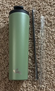Konokyo Travel Mug Green Color With Straw and Straw Cleaner, 34 ounce 1020 ml
