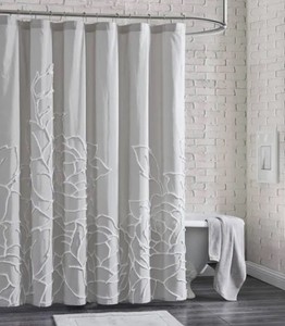 Peri Home Chenille Rose Shower Curtain, Gray Color New Sealed