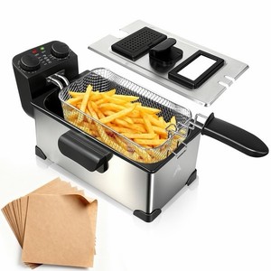 CATTLEMAN Electric Deep Fryer with Basket, 1600W, 3L Small Deep Fryer with Timer Control for Home Use, Temperature Control, Viewing Window Lid, Stainless Steel  Retail $170