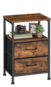 SONGMICS Nightstand with 2 Fabric Drawers, End Table with Open Shelf, New in Original Box