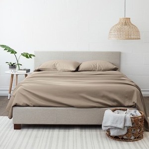 Cali King - Home California king Microfiber Taupe 4 -Piece Bed Sheet Set - 1 fitted sheet 1 flat sheet 2 pillow cases