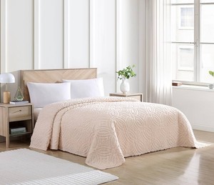 King - Beatrice Home Fashions Wedding Ring King Cotton Chenille Bedspread, Blush - 1 Piece - Tufted lightweight soft, cozy plush 100% cotton bedspread in a traditional wedding ring pattern